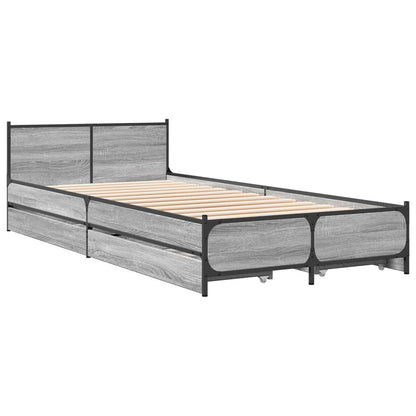 Struttura letto con testata con ruota Sonoma grigio 80 x 200 cm | homemem39