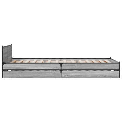 Struttura letto con testata con ruota Sonoma grigio 80 x 200 cm | homemem39