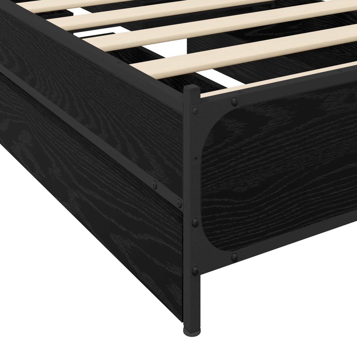 Struttura letto con testata con ruota Rovere Nero 80 x 200 cm | homemem39