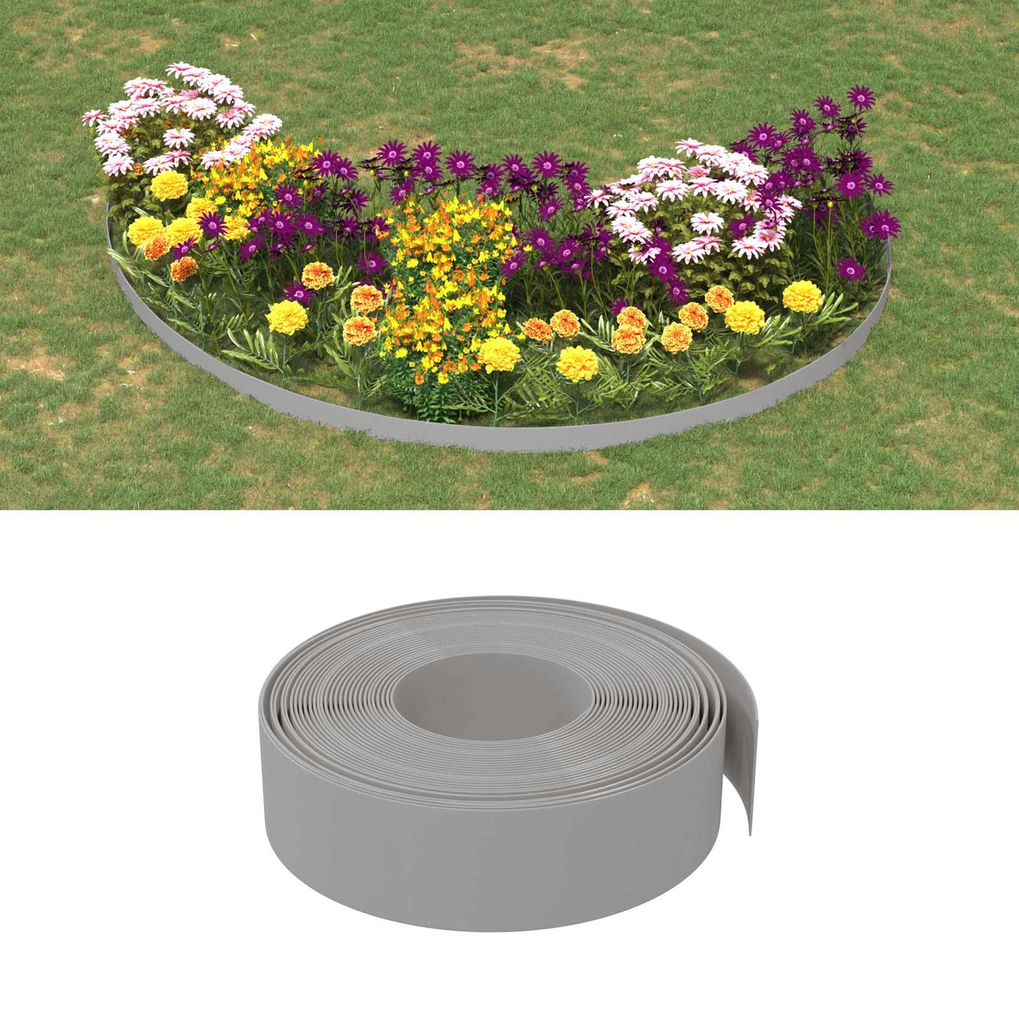 Bordatura per giardino 25 m 15 cm PE Grigio | homemem39