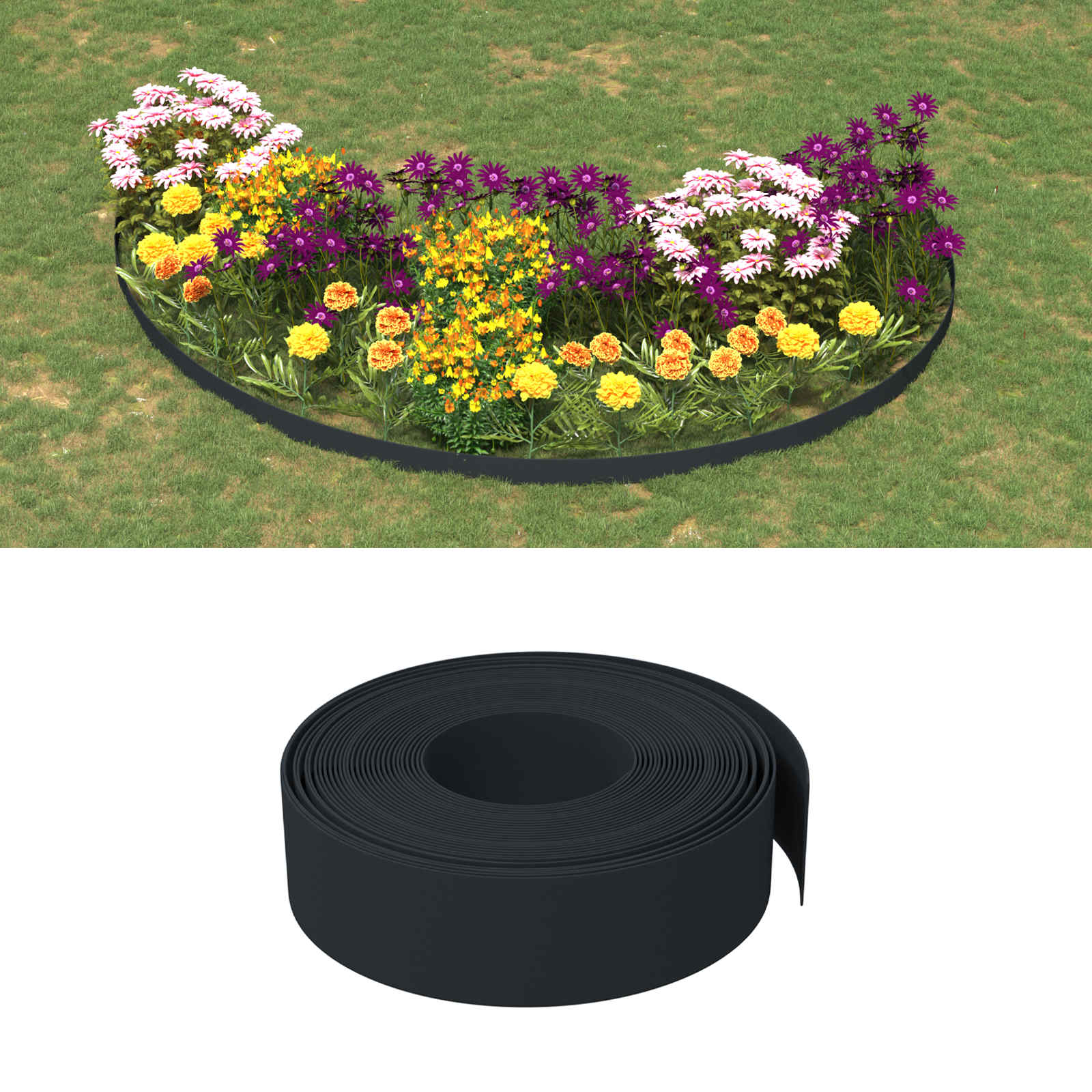 Bordatura per giardino 25 m 15 cm PE Nero | homemem39