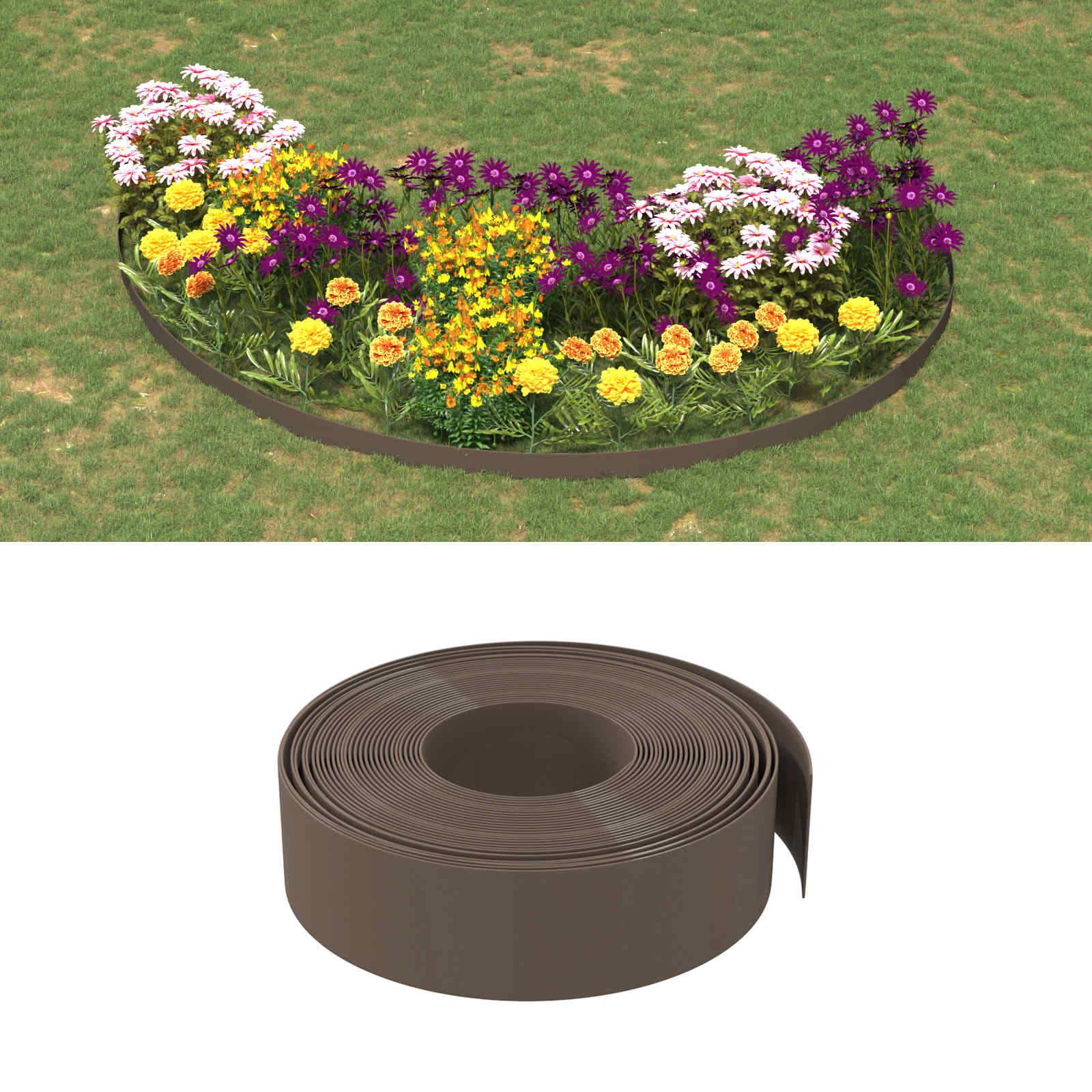 Bordatura per giardino 25 m 15 cm PE Marrone | homemem39