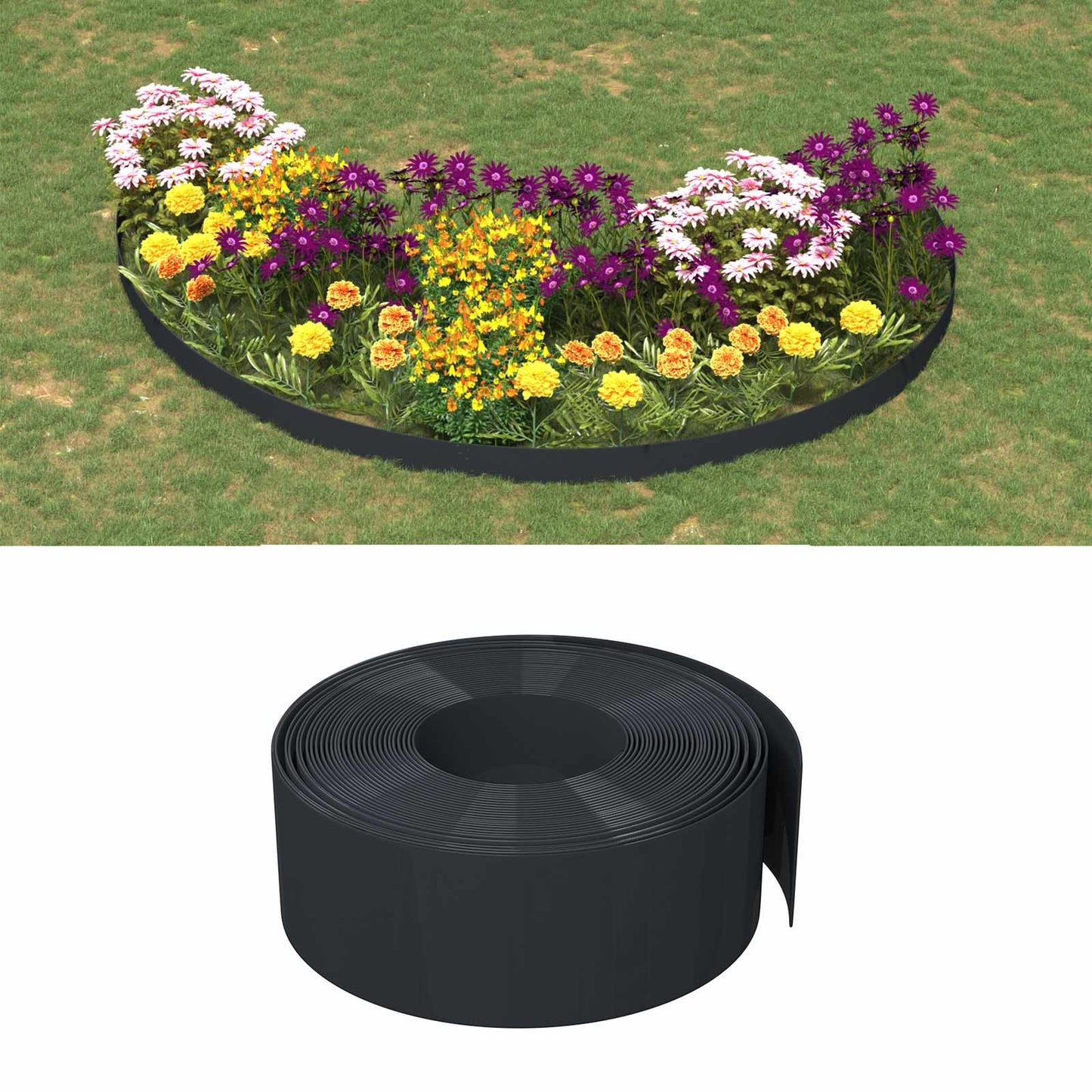 Bordatura per giardino 25 m 20 cm PE Nero | homemem39