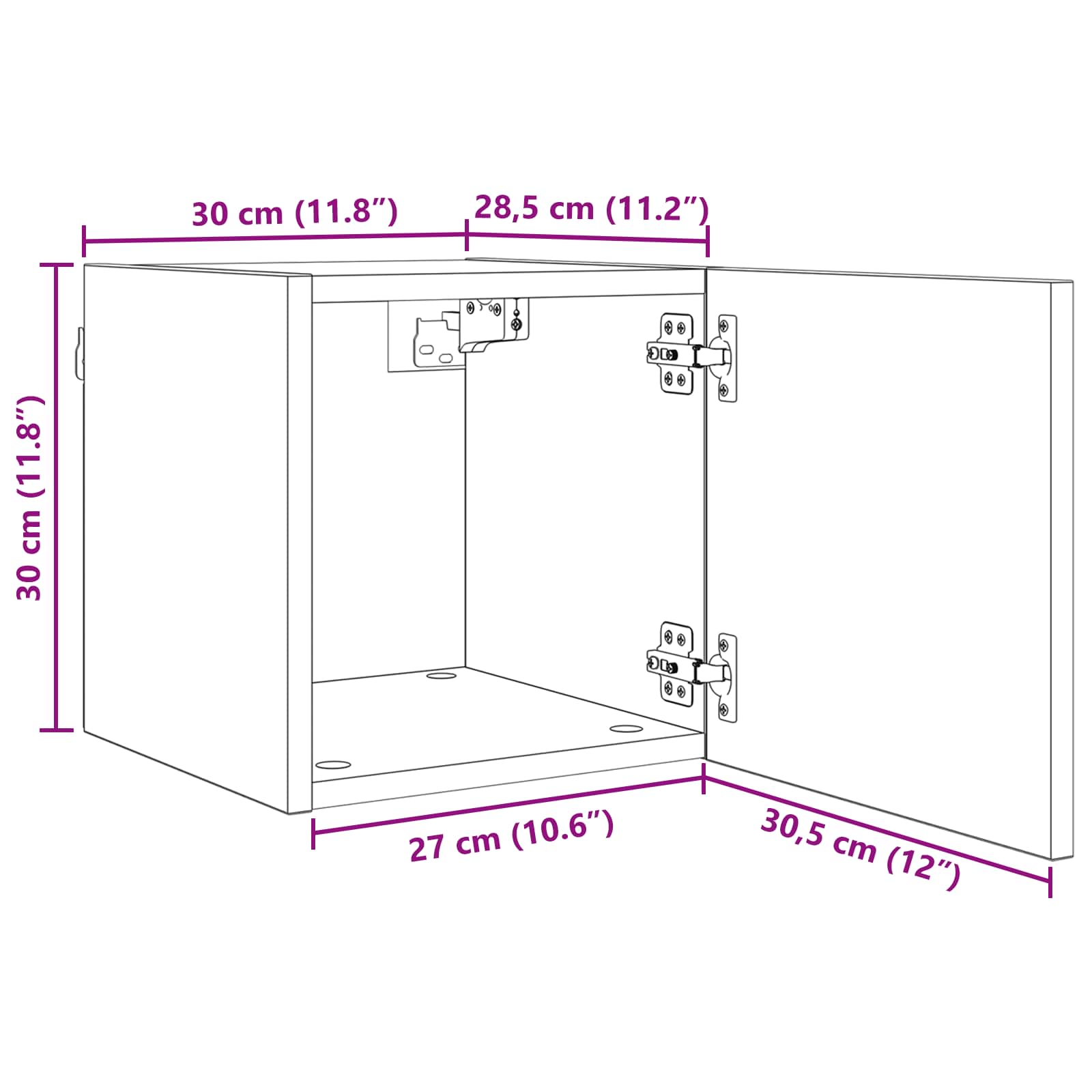 Mobile TV da parete 4 pcs Rovere Nero 30,5 x 30 x 30 cm | homemem39