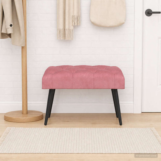 Panchina con bottoni imbottiti Rosa 60 x 40 x 45 cm Velluto | homemem39