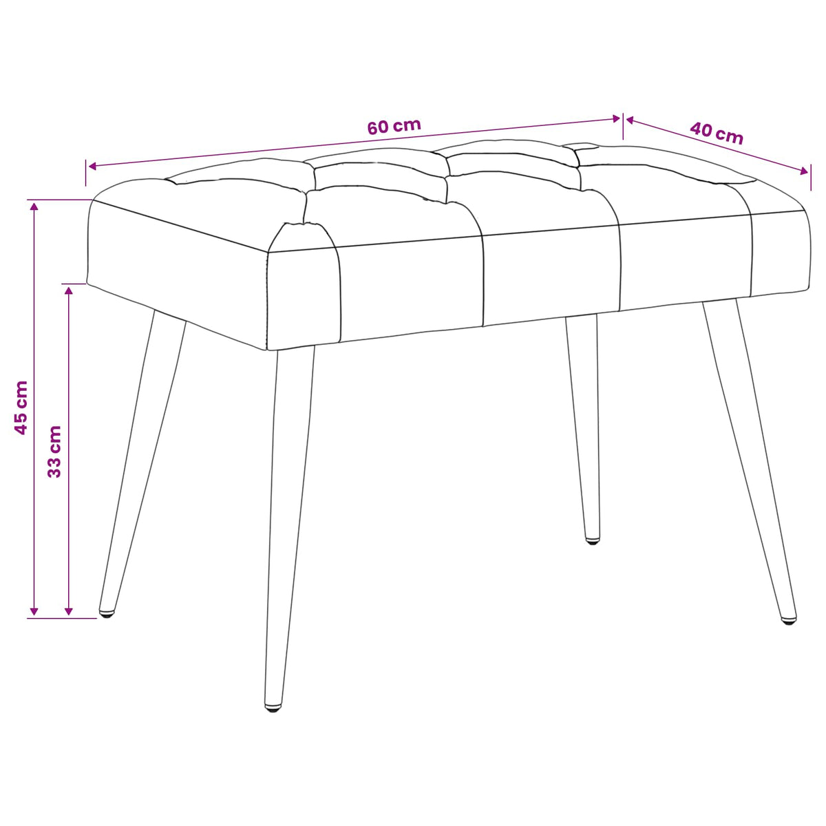 Panchina con bottoni imbottiti Rosa 60 x 40 x 45 cm Velluto | homemem39