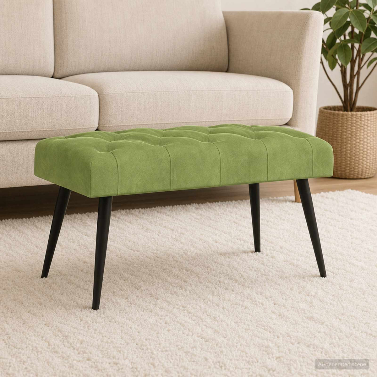 Panchina con bottoni imbottiti Verde chiaro 80 x 40 x 46 cm