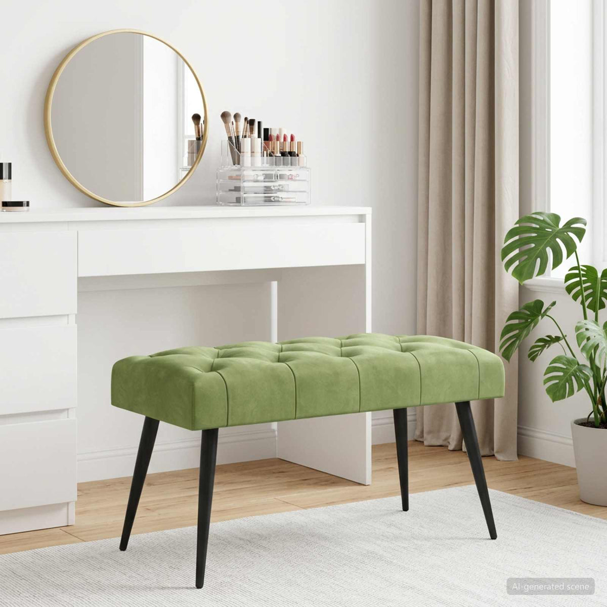 Panchina con bottoni imbottiti Verde chiaro 80 x 40 x 46 cm