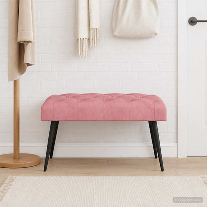 Panchina con bottoni imbottiti Rosa 80 x 40 x 46 cm Velluto | homemem39
