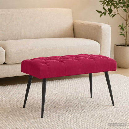 Panchina con bottoni imbottiti Rosso Vino 80 x 40 x 46 cm | homemem39