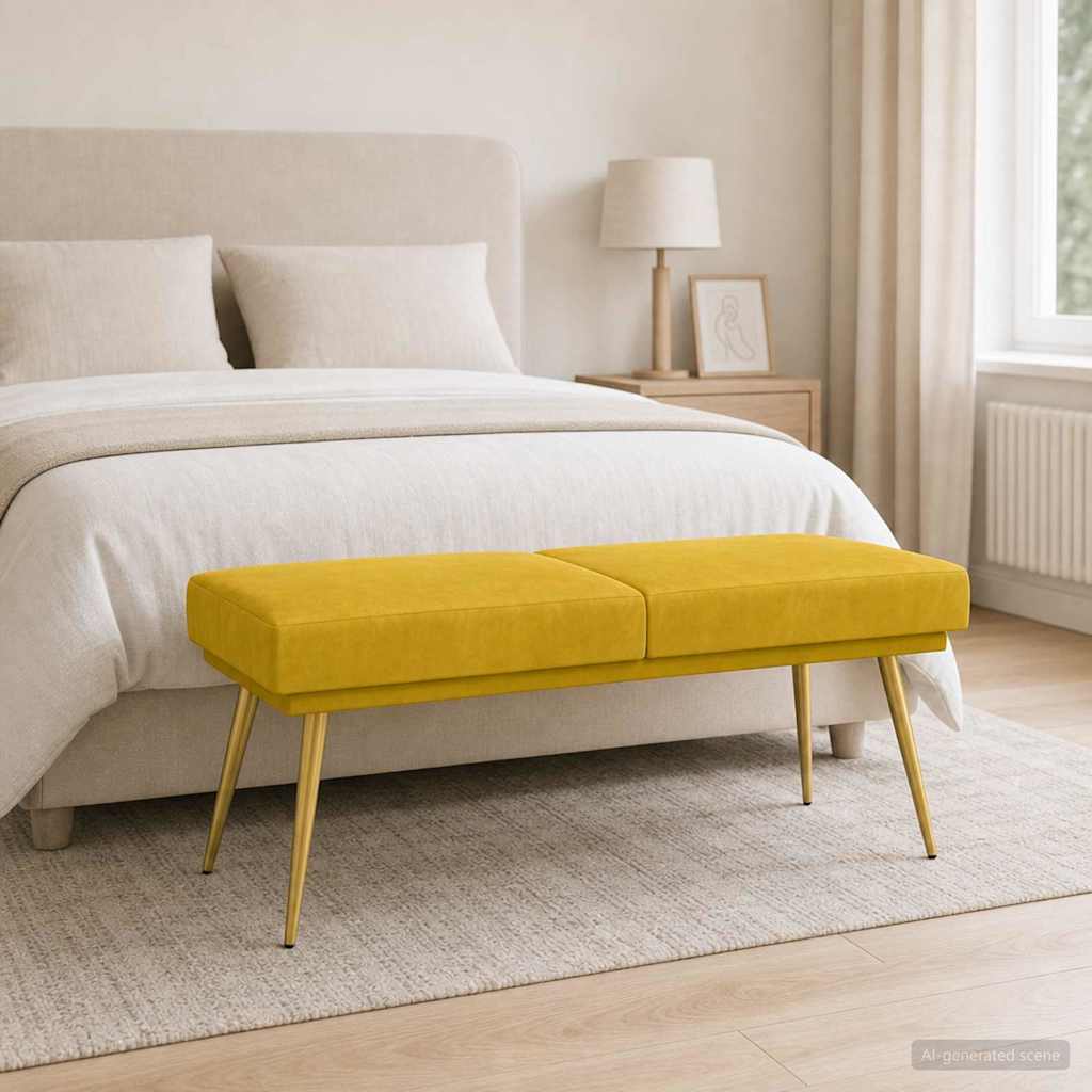 Panchina a doppio strato Giallo 120 x 45 x 46 cm Velluto | homemem39