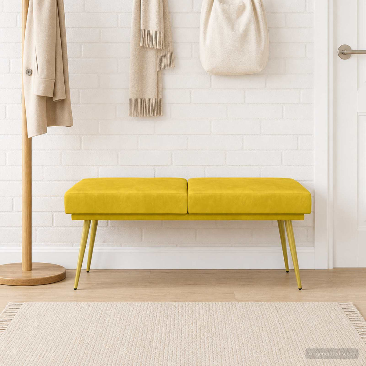 Panchina a doppio strato Giallo 120 x 45 x 46 cm Velluto | homemem39