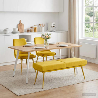 Panchina a doppio strato Giallo 120 x 45 x 46 cm Velluto | homemem39
