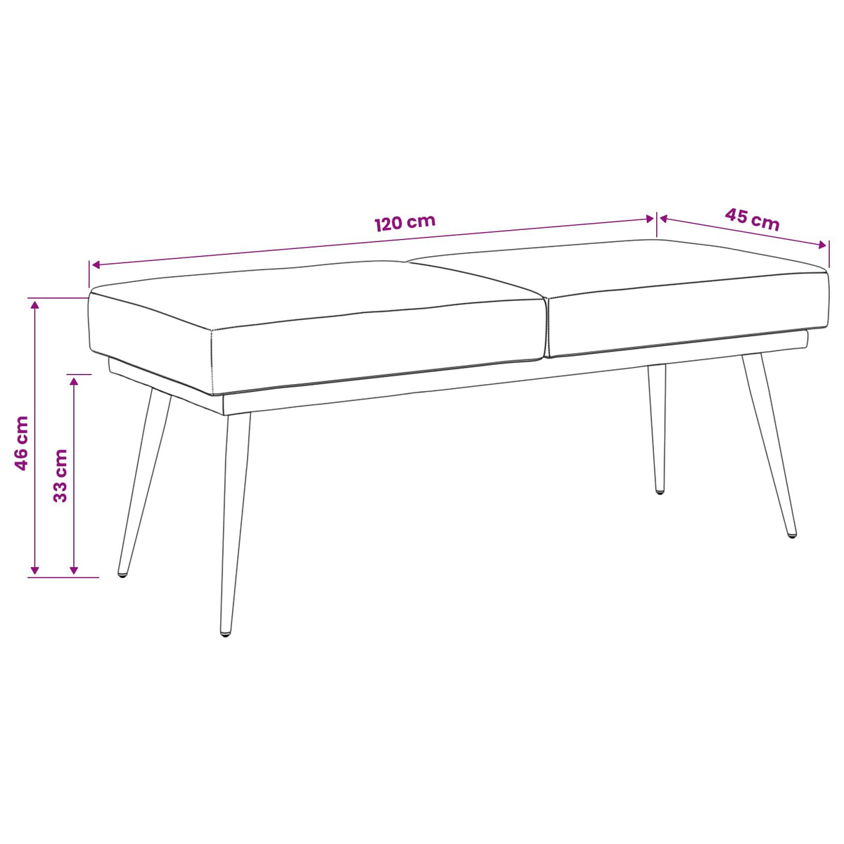 Panchina a doppio strato Giallo 120 x 45 x 46 cm Velluto | homemem39