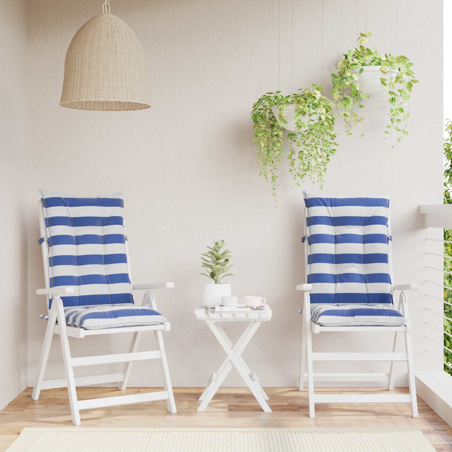 Cuscino da Esterno 2 pcs Blu e Bianco 120 x 50 x 7 cm Tessuto