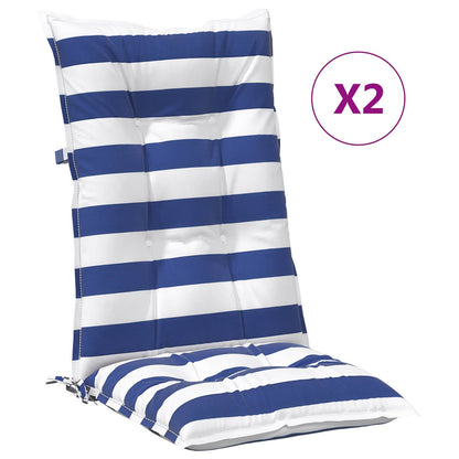 Cuscino da Esterno 2 pcs Blu e Bianco 120 x 50 x 7 cm Tessuto | homemem39