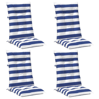 Cuscino da Esterno 4 pcs Blu e Bianco 120 x 50 x 7 cm Tessuto