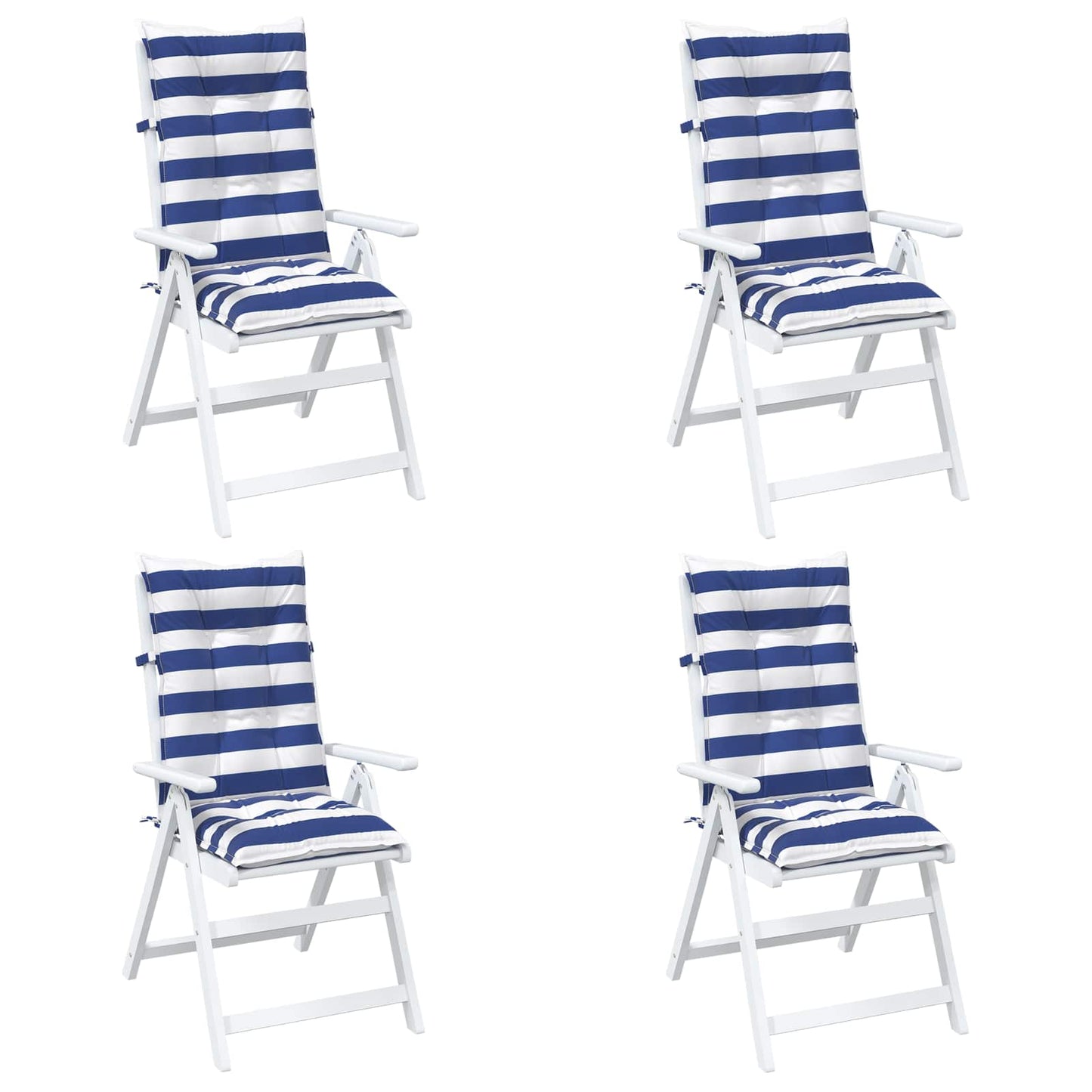 Cuscino da Esterno 4 pcs Blu e Bianco 120 x 50 x 7 cm Tessuto