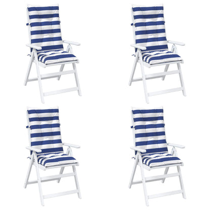 Cuscino da Esterno 4 pcs Blu e Bianco 120 x 50 x 7 cm Tessuto