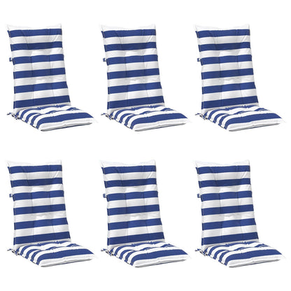 Cuscino da Esterno 6 pcs Blu e Bianco 120 x 50 x 7 cm Tessuto