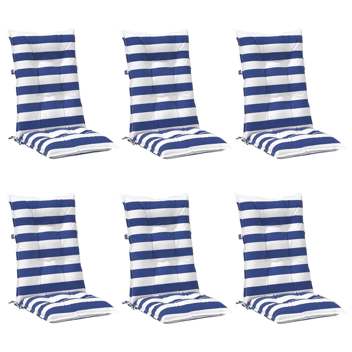 Cuscino da Esterno 6 pcs Blu e Bianco 120 x 50 x 7 cm Tessuto