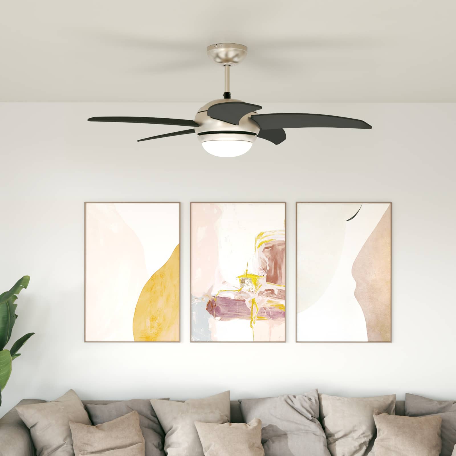 Ventilatore da soffitto con luce e telecomando Ø 110 cm Nero | homemem39