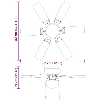 Ventilatore da soffitto con luce Ø 82 cm Bianco | homemem39