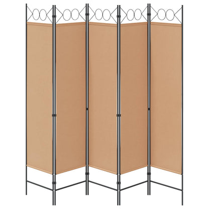 Paravento a 5 Pannelli Beige 200 x 180 cm Tessuto | homemem39