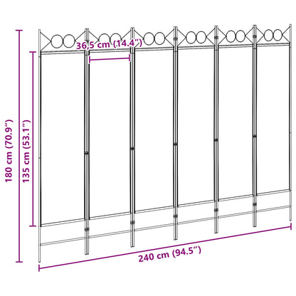 Divisore per Stanza a 6 Pannelli Beige 240 x 180 cm Tessuto | homemem39