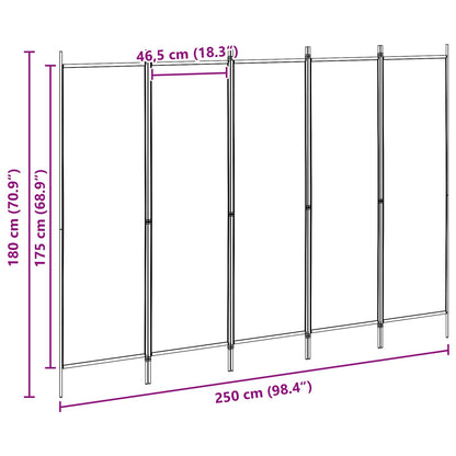Paravento a 5 Pannelli Beige 250 x 180 cm Tessuto | homemem39