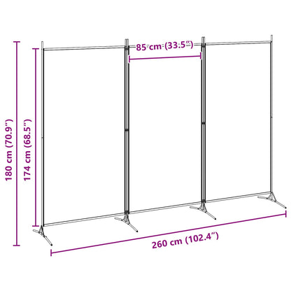 Paravento a 3 pannelli Beige 260 x 180 cm Tessuto | homemem39