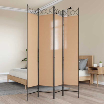 Paravento a 4 Pannelli Beige 160 x 200 cm Tessuto | homemem39