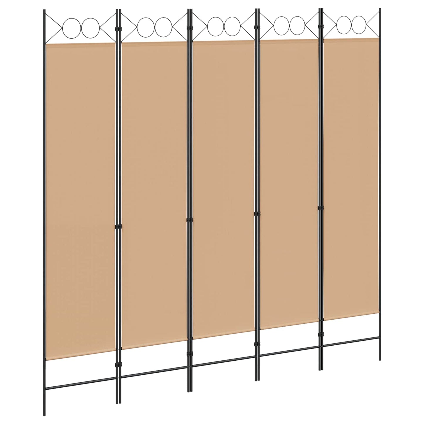 Paravento a 5 Pannelli Beige 200 x 200 cm Tessuto | homemem39