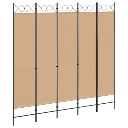 Paravento a 5 Pannelli Beige 200 x 200 cm Tessuto | homemem39