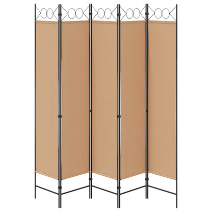 Paravento a 5 Pannelli Beige 200 x 200 cm Tessuto | homemem39