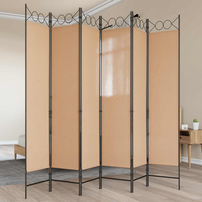 Divisore per Stanza a 6 Pannelli Beige 240 x 200 cm Tessuto | homemem39