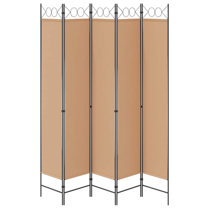Paravento a 5 Pannelli Beige 200 x 220 cm Tessuto | homemem39