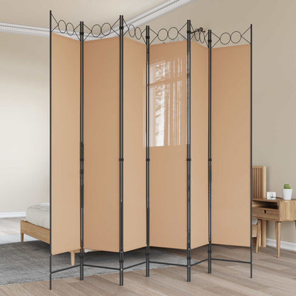 Divisore per Stanza a 6 Pannelli Beige 240 x 220 cm Tessuto | homemem39