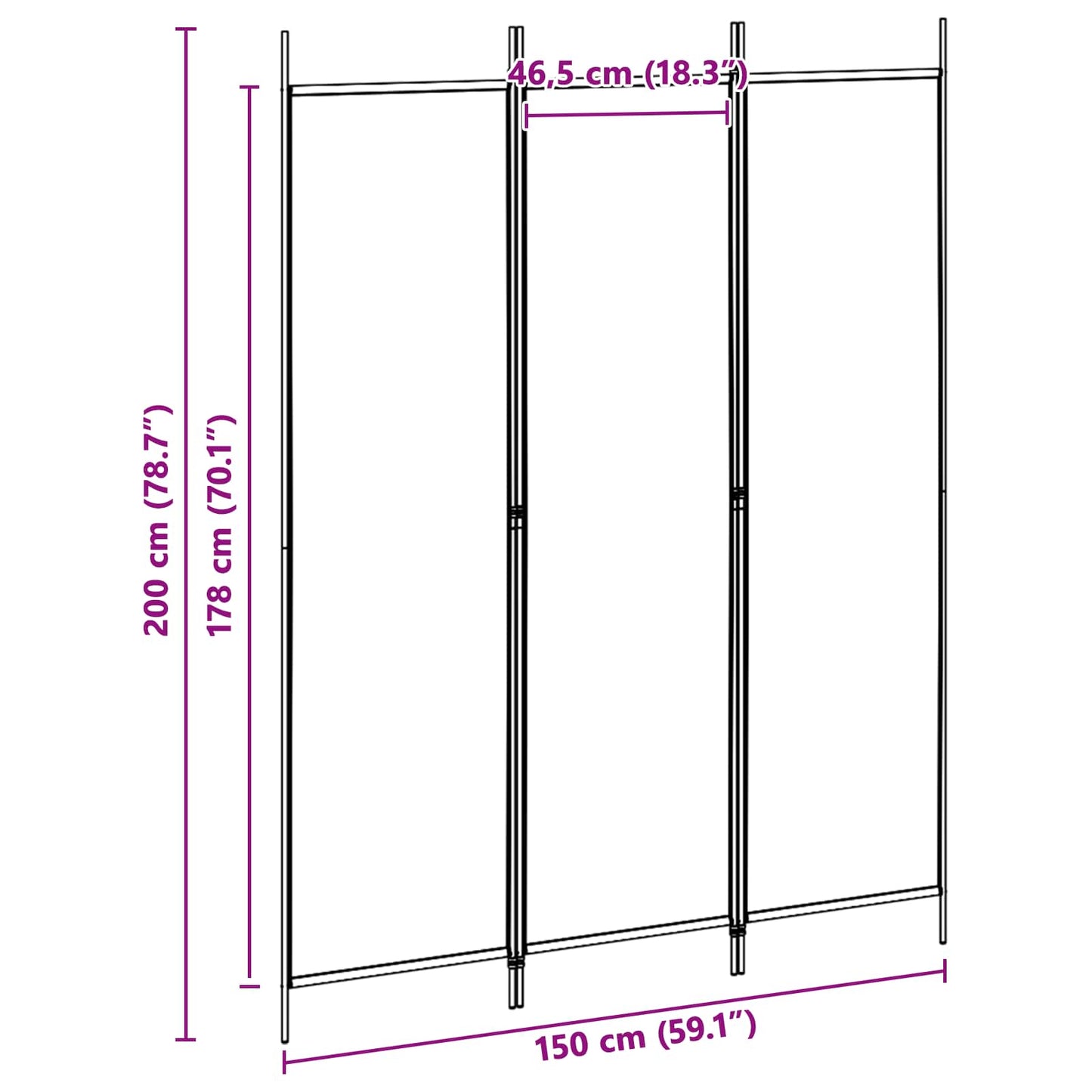 Paravento a 3 pannelli Beige 150 x 200 cm Tessuto | homemem39