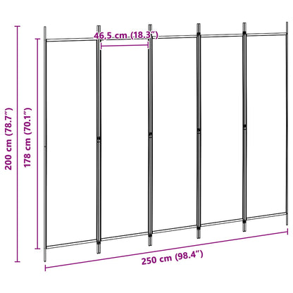 Paravento a 5 Pannelli Beige 250 x 200 cm Tessuto | homemem39