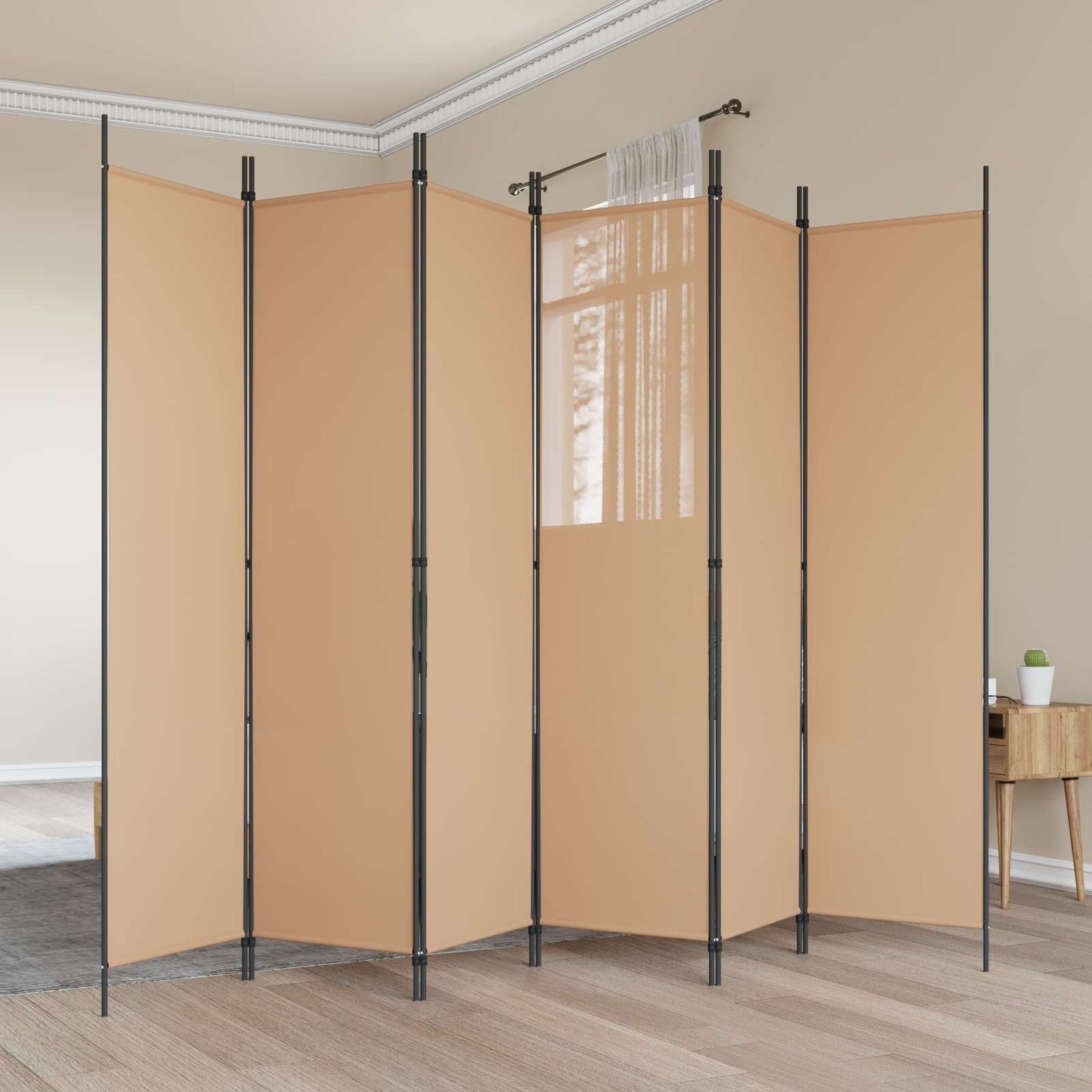 Divisore per Stanza a 6 Pannelli Beige 300 x 200 cm Tessuto | homemem39