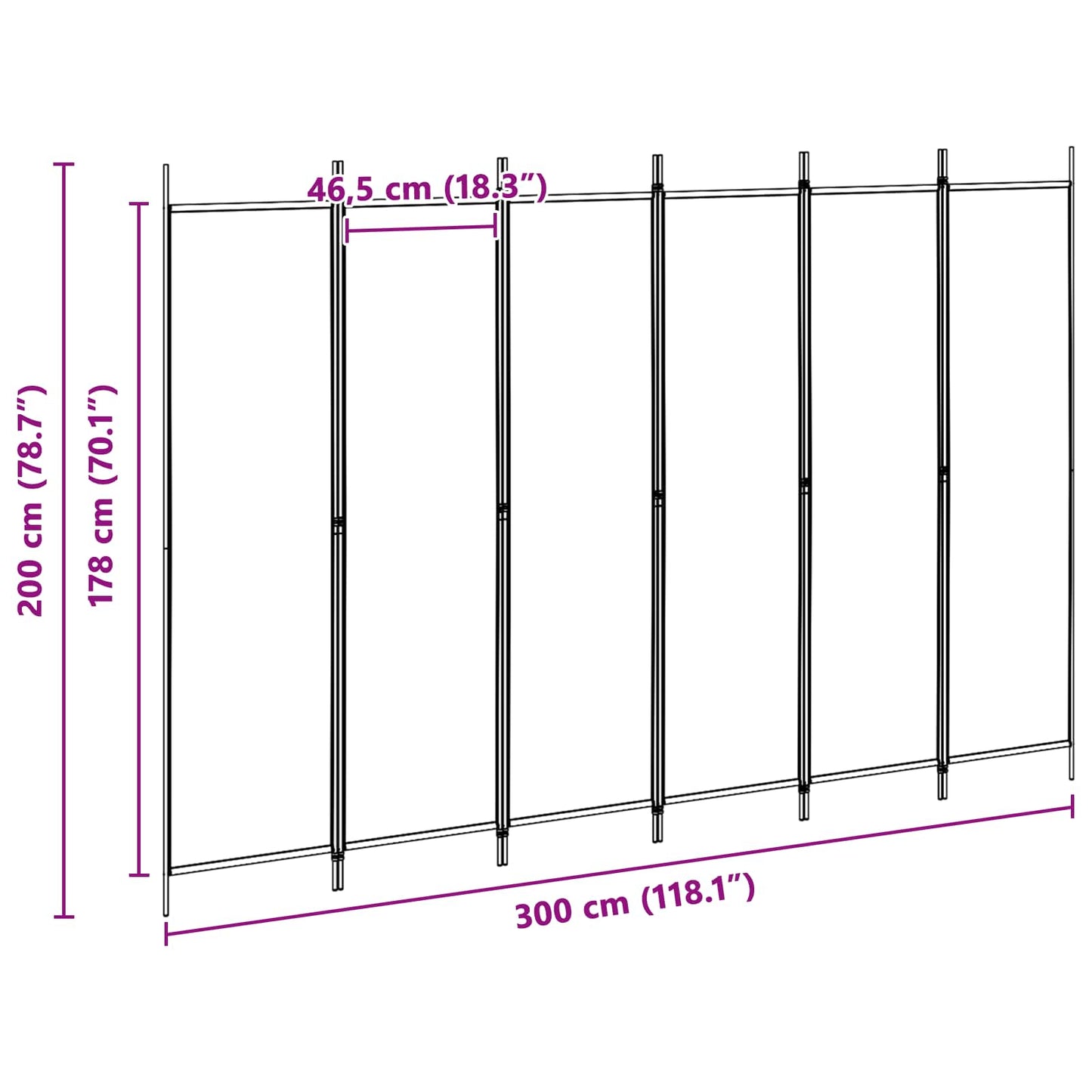 Divisore per Stanza a 6 Pannelli Beige 300 x 200 cm Tessuto | homemem39