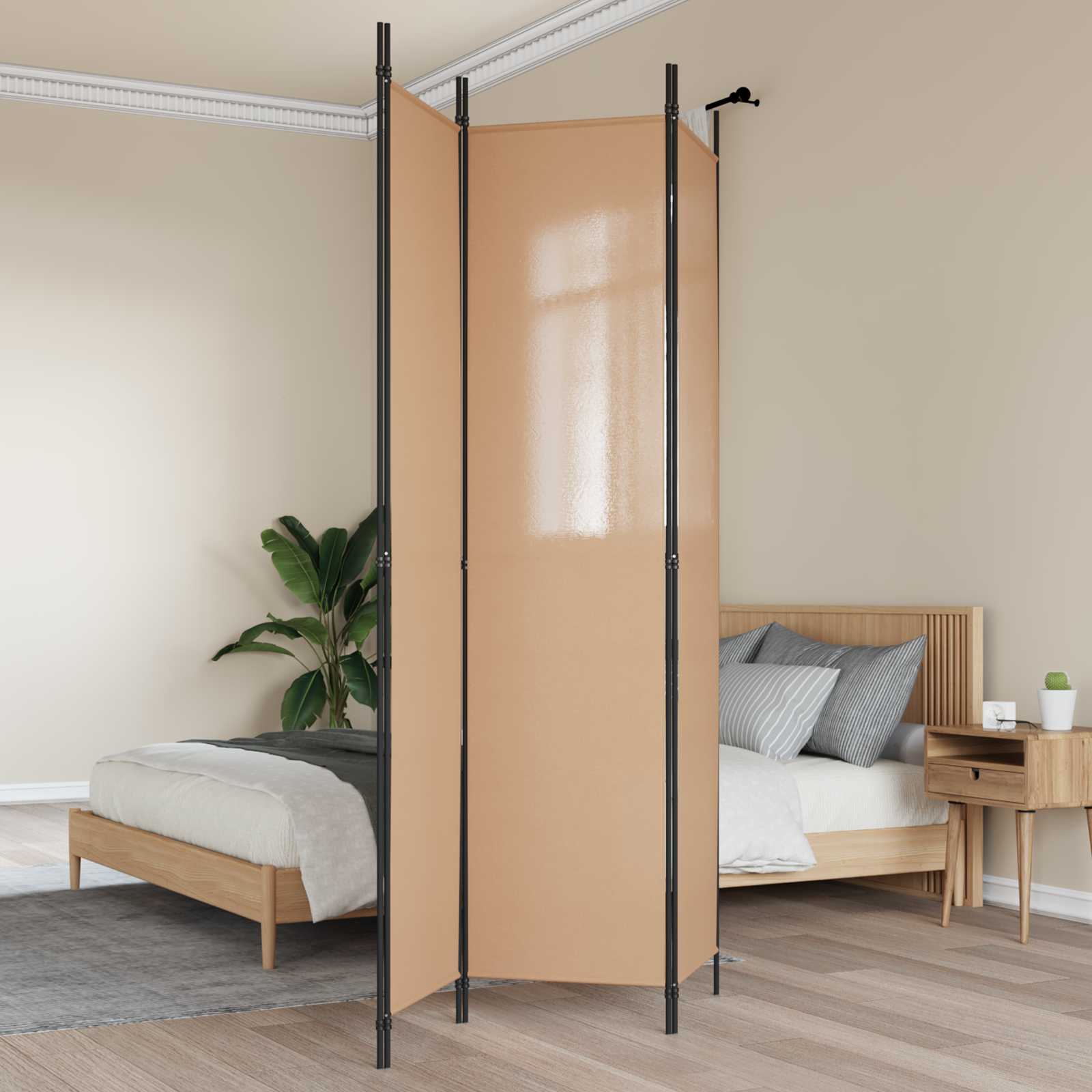 Paravento a 3 pannelli Beige 150 x 220 cm Tessuto | homemem39