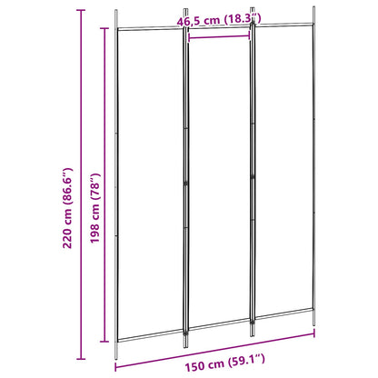 Paravento a 3 pannelli Beige 150 x 220 cm Tessuto | homemem39