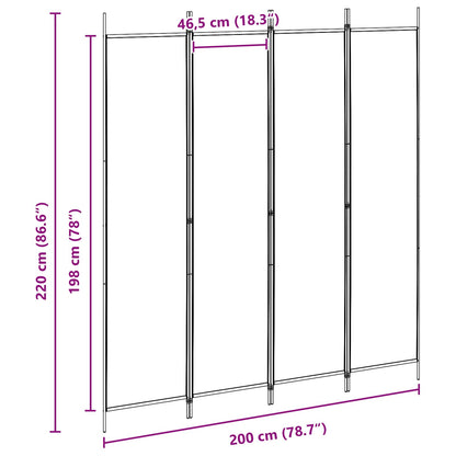 Paravento a 4 Pannelli Beige 200 x 220 cm Tessuto | homemem39