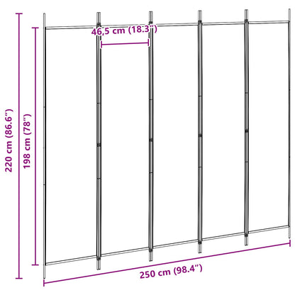 Paravento a 5 Pannelli Beige 250 x 220 cm Tessuto | homemem39