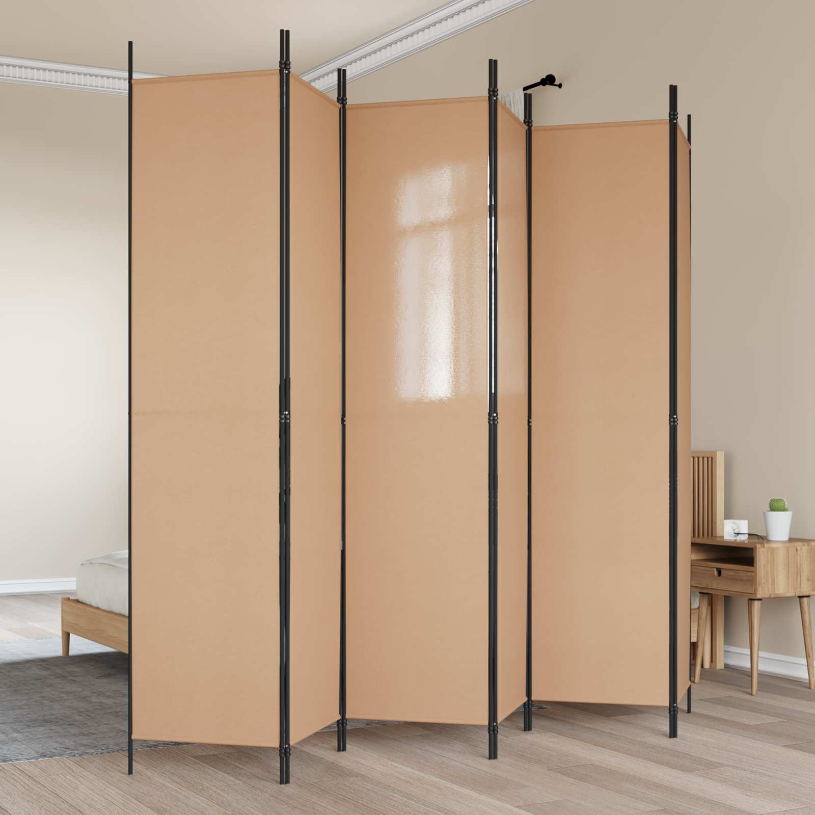 Divisore per Stanza a 6 Pannelli Beige 300 x 220 cm Tessuto | homemem39