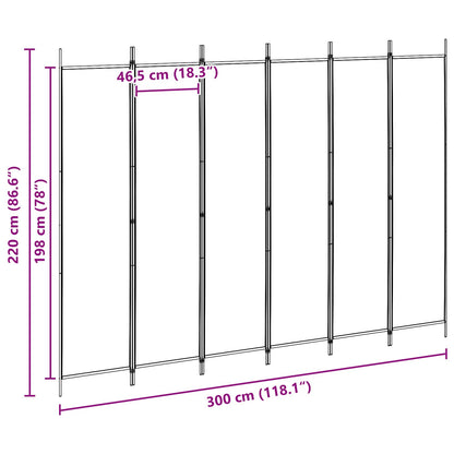 Divisore per Stanza a 6 Pannelli Beige 300 x 220 cm Tessuto | homemem39