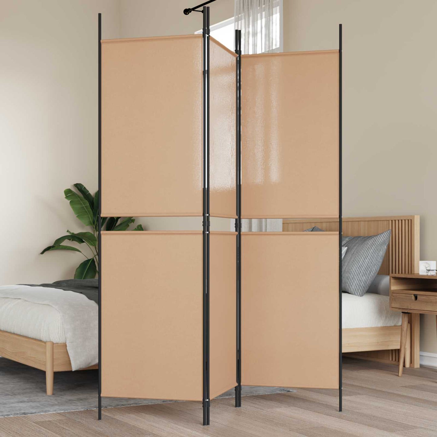 Paravento a 3 pannelli Beige 150 x 180 cm Tessuto | homemem39