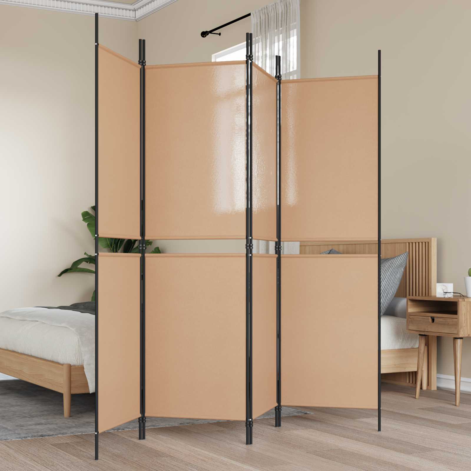 Paravento a 4 pannelli Beige 200 x 180 cm Tessuto | homemem39
